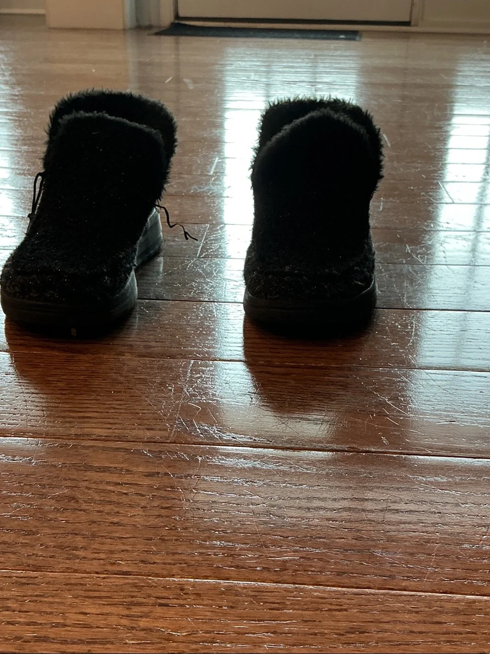 Hey Dude Kids Black Fuzzy Slip-On Boots with Faux Fur Cuff